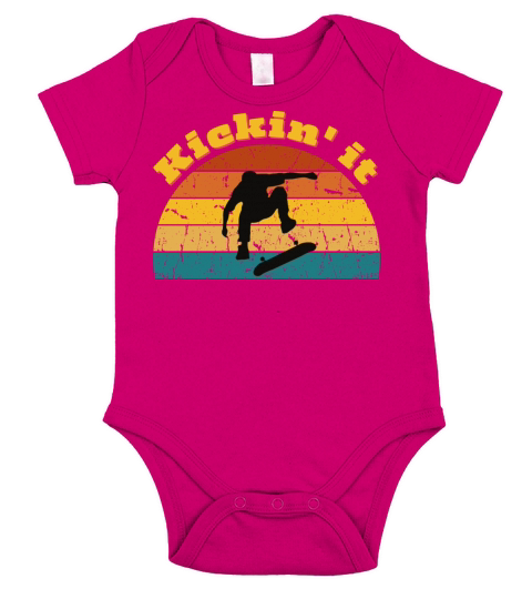 Vintage Skateboard Skateboarding retro sunset Short Sleeve Baby One-Piece