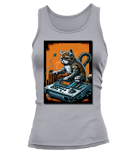 Cat Synthesizer Analogue Synth Vintage Studio Gear Tank top Woman