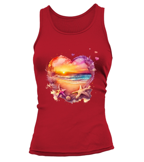 Retro Beach Heart Sunset Watercolor 2 Tank top Woman