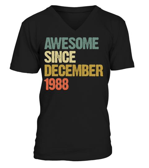 Groovy Awesome Since December 1988 Vintage Gift V-Neck T-shirt