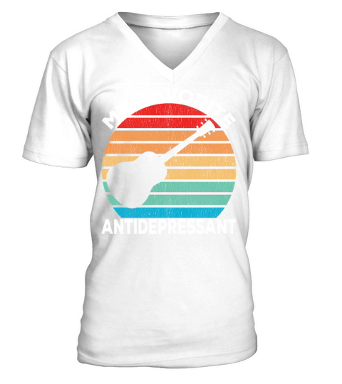 Guitar Antidepressant - Guitar Lover - Guitarist V-Neck T-shirt