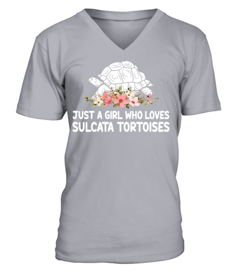 Just A Girl Who Loves Tortoises Cute Sulcata Torto V-Neck T-shirt