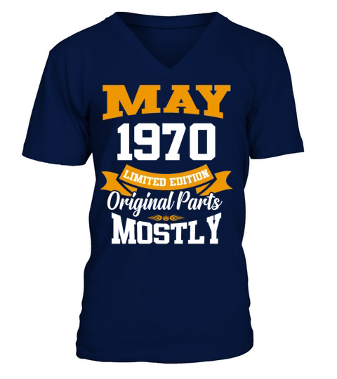 May 1970 Vintage Birthday Present V-Neck T-shirt