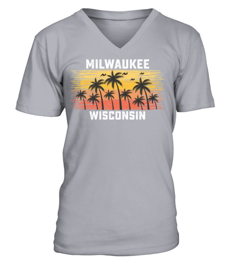 Milwaukee Wisconsin Summer Retro VIntage Vacation V-Neck T-shirt
