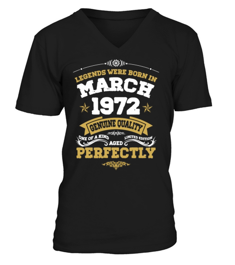 Vintage Aged To Perfection March 1972 V-Neck T-shirt