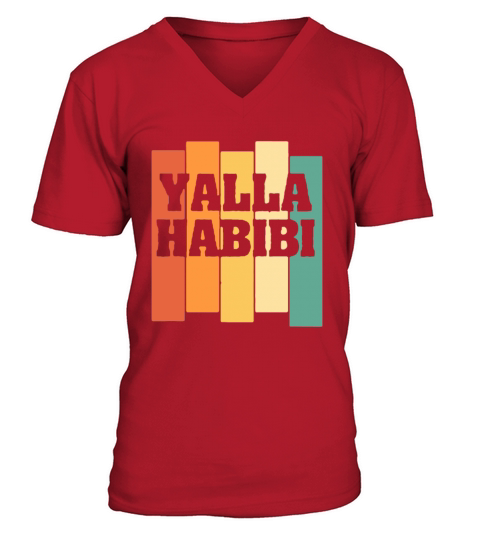 Vintage Retro Yalla Habibi V-Neck T-shirt