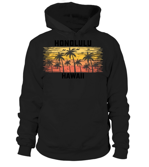 Honolulu Hawaii Summer Retro VIntage Vacation Hoodie Unisex