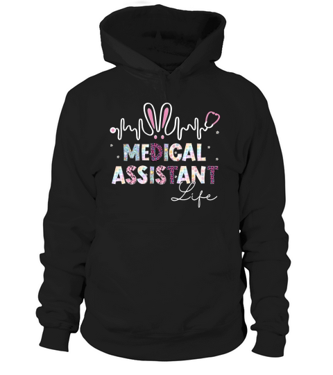 Medical Assistant Life Stethoscope Leopard Cute Easter Bunny Hoodie Unisex