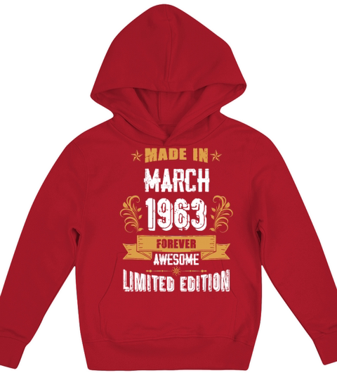 March 1963 Vintage Birthday Present Kids Hoodie
