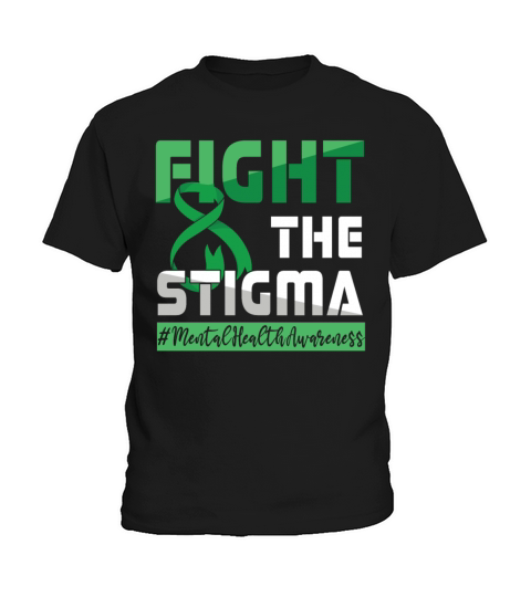 Fight Stigma Green Mental Health Awareness Month Kids T-Shirt