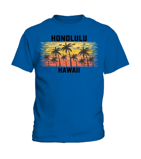 Honolulu Hawaii Summer Retro VIntage Vacation Kids T-Shirt