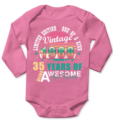 35th birthday April vintage 1988 gift idea Long Sleeve Baby One-Piece