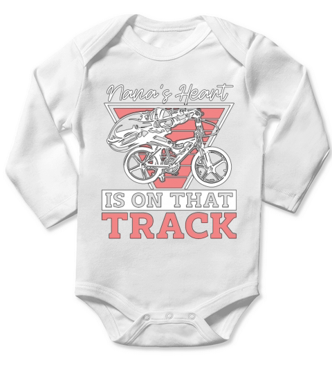 BMX Racing Nanas Heart Is On That Track Bicycle Long Sleeve Baby One-Piece