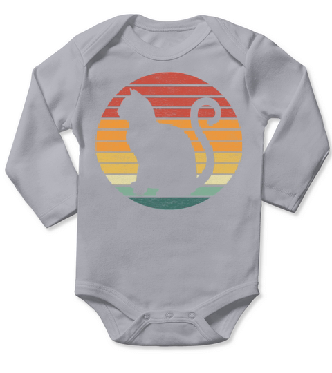 Cat Lover - Vintage Retro Sunset Cat Long Sleeve Baby One-Piece