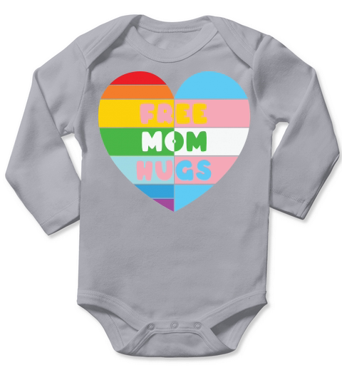 Free Mom Hugs With Rainbow LGBT Long Sleeve Baby One-Piece