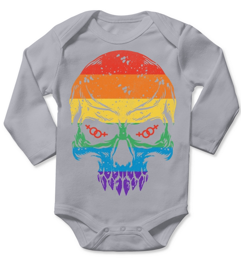 Skull Pride Rainbow Vintage Long Sleeve Baby One-Piece