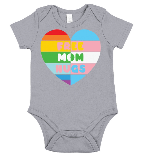 Free Mom Hugs With Rainbow LGBT Short Sleeve Baby One-Piece
