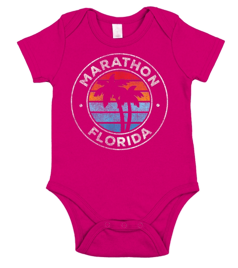 Marathon Florida FL Vintage Graphic Retro 70s Short Sleeve Baby One-Piece