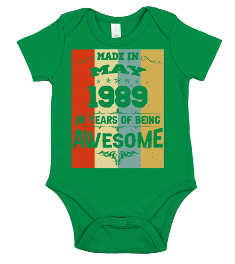 May 1989 Vintage Birthday Present Short Sleeve Baby One-Piece