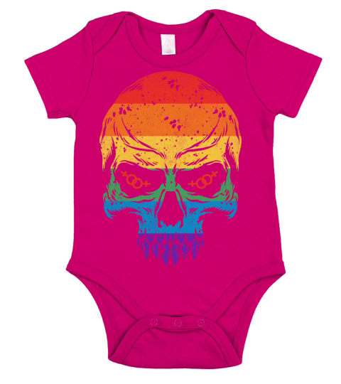 Skull Pride Rainbow Vintage Short Sleeve Baby One-Piece