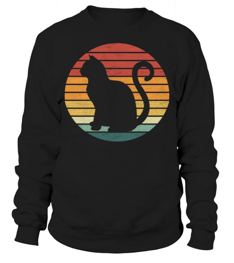 Cat Lover - Vintage Retro Sunset Cat Sweatshirt Unisex