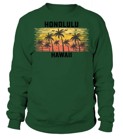 Honolulu Hawaii Summer Retro VIntage Vacation Sweatshirt Unisex