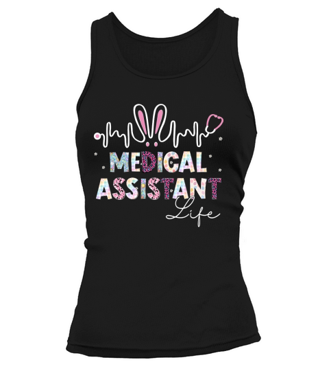 Medical Assistant Life Stethoscope Leopard Cute Easter Bunny Tank top Woman
