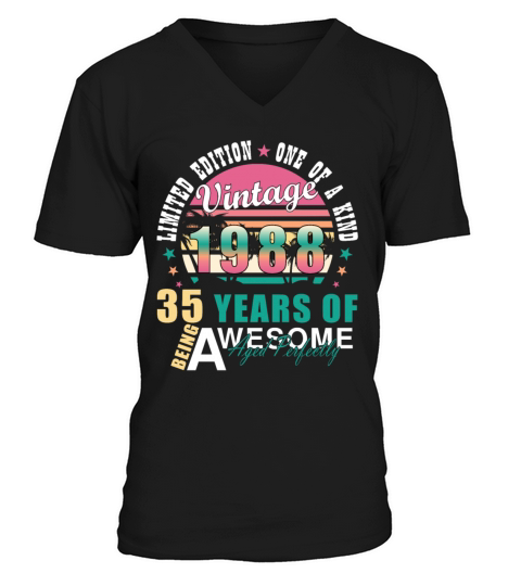 35th birthday April vintage 1988 gift idea V-Neck T-shirt