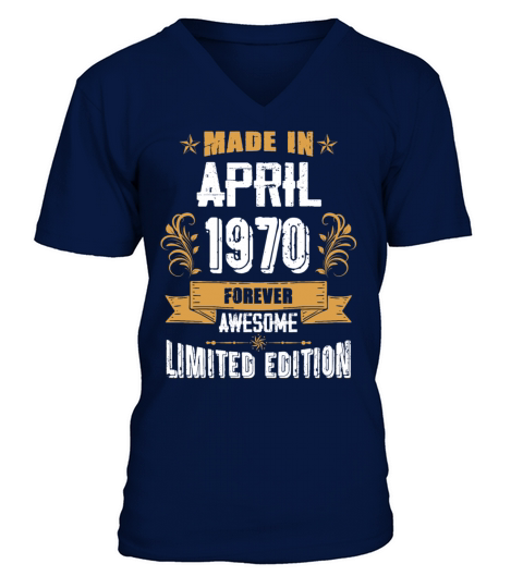 April 1970 Vintage Birthday Present V-Neck T-shirt