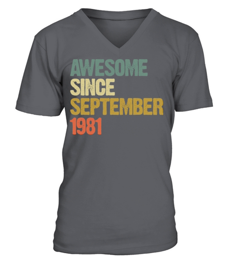 Awesome Since September 1981 Retro Vintage Gift V-Neck T-shirt