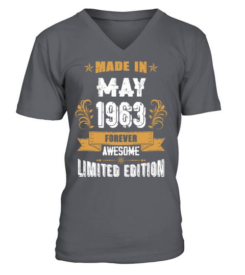 May 1963 Vintage Birthday Present V-Neck T-shirt