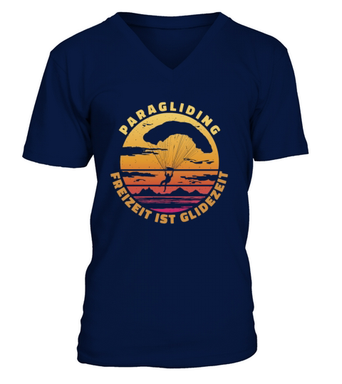 paragliding silhouette retro sunset V-Neck T-shirt