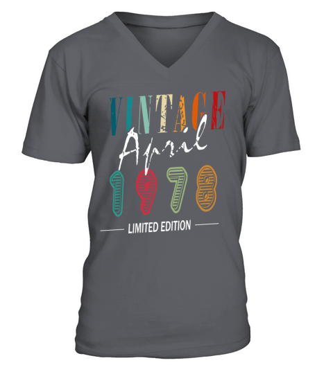 Vintage April 1978 45th birthday men 45 years V-Neck T-shirt