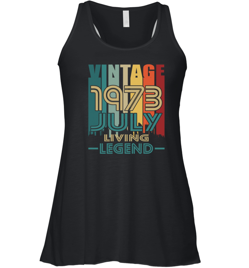 50th birthday july 1973 vintage 1973 Women's Flowy Tank Top