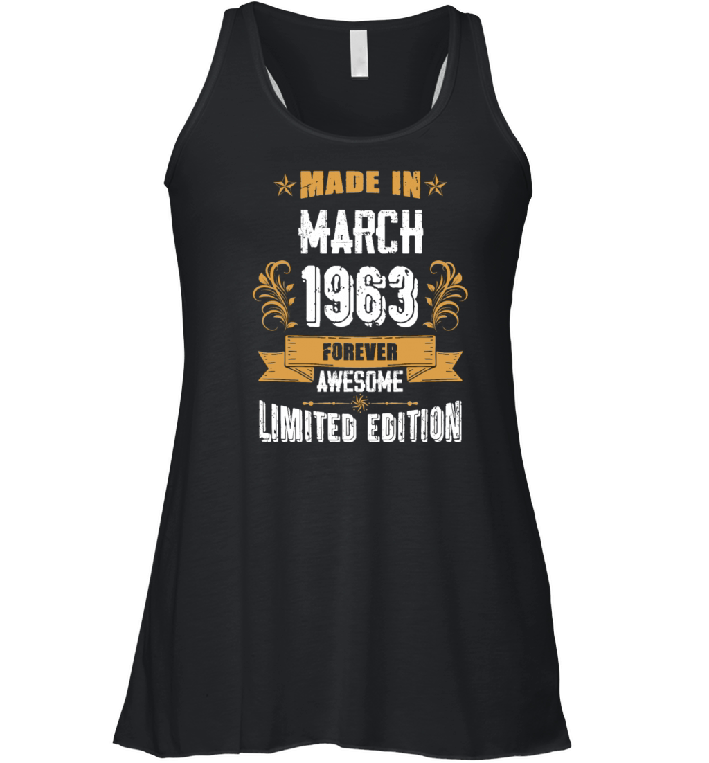 March 1963 Vintage Birthday Present Women's Flowy Tank Top