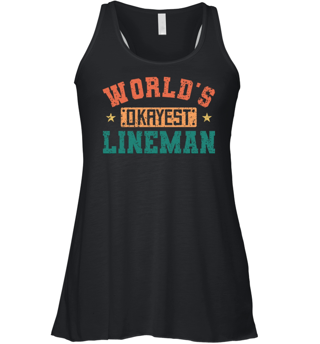 World s Okayest Lineman Vintage Football Lineman Women's Flowy Tank Top
