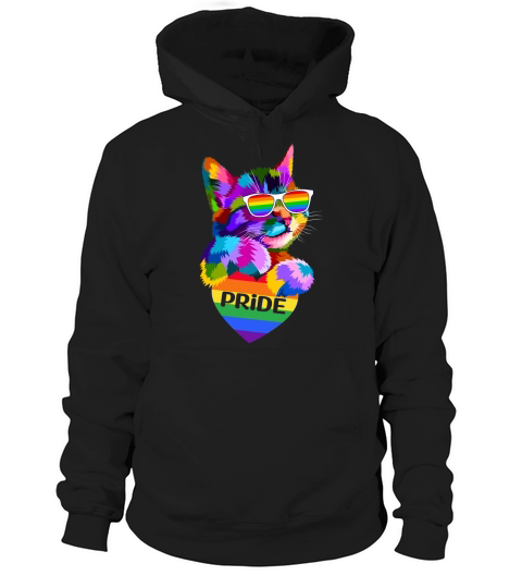 Funny Cat Sunglasses Rainbow LGBT Flag Gay Pride Month 2023 Hoodie Unisex