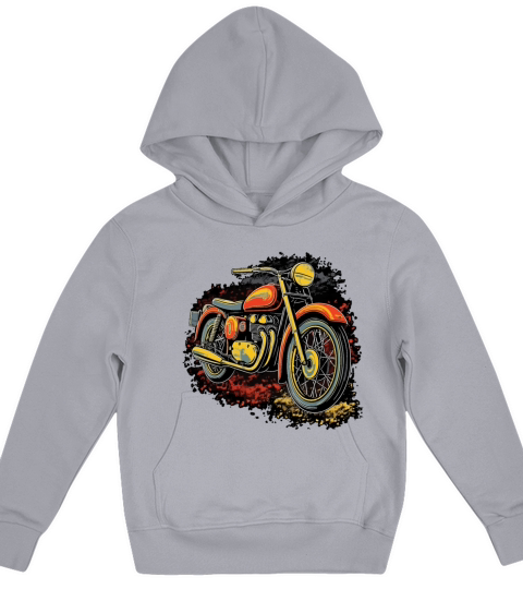 Retro Motorcycle Bold and Colorful Vintage Kids Hoodie