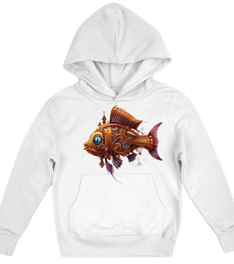 Steampunk Mechanical Fish Vintage Ornamental Machi Kids Hoodie