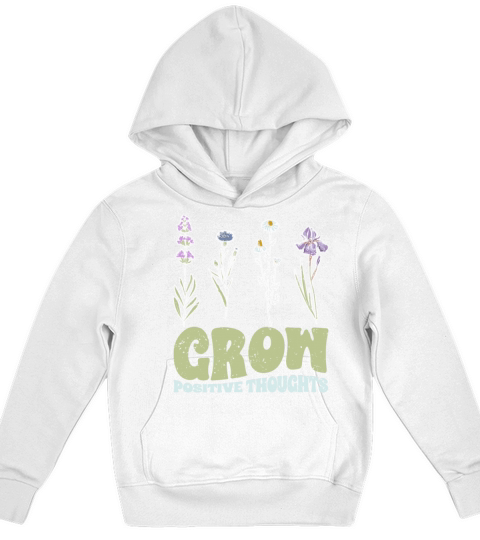 Vintage Grow Positive Thoughts Plant Lover Kids Hoodie