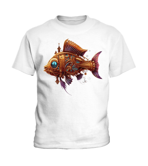 Steampunk Mechanical Fish Vintage Ornamental Machi Kids T-Shirt