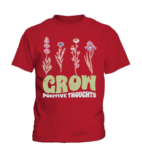 Vintage Grow Positive Thoughts Plant Lover Kids T-Shirt