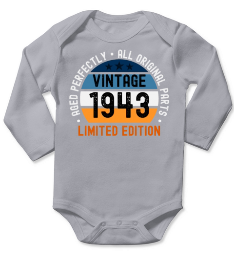 80th Birthday Vintage 1943 Long Sleeve Baby One-Piece