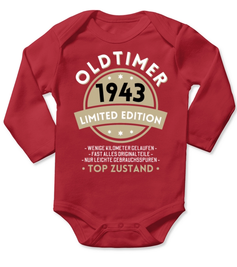 80th Birthday Vintage 1943 Long Sleeve Baby One-Piece