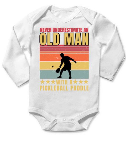 Funny Pickleball Design For Men Grandpa Pickleball Long Sleeve Baby One-Piece