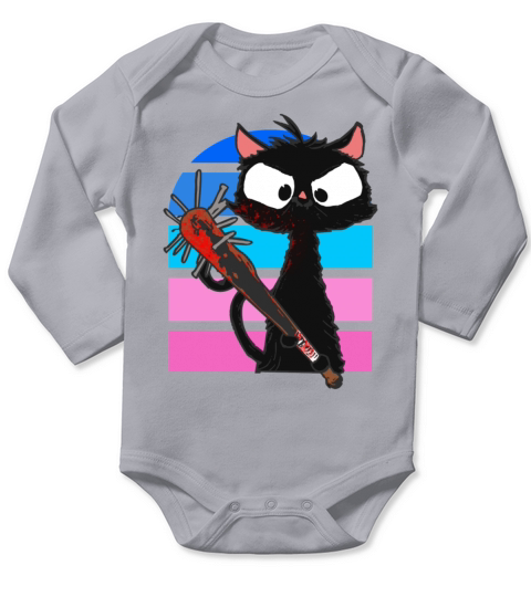 Halloween Retro Cat Vintage Cat Long Sleeve Baby One-Piece