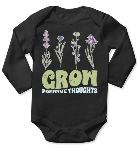 Vintage Grow Positive Thoughts Plant Lover Long Sleeve Baby One-Piece
