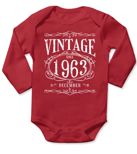 Vintage since December 1963 - Birthday Present Long Sleeve Baby One-Piece