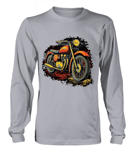Retro Motorcycle Bold and Colorful Vintage Long sleeved Unisex