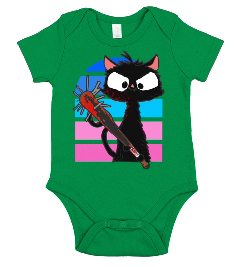 Halloween Retro Cat Vintage Cat Short Sleeve Baby One-Piece